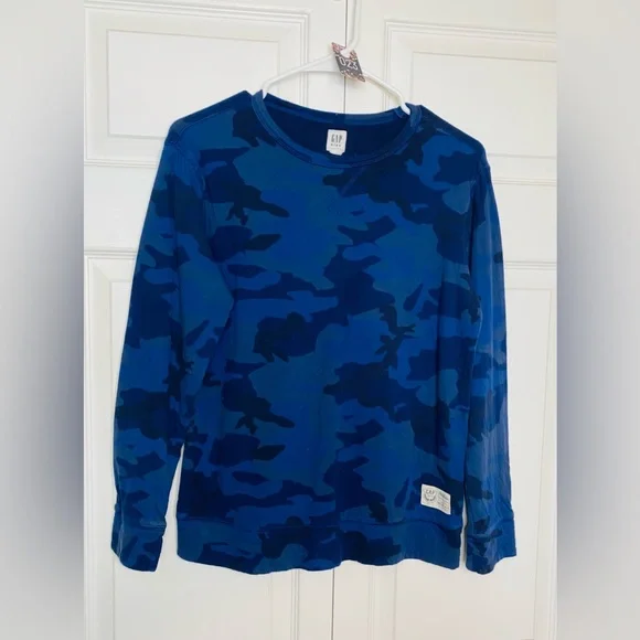 Gap Kids Blue Camouflage Designed Boys Long Sleeve Sweater. Size XXL 14/16. - Picture 2 of 5